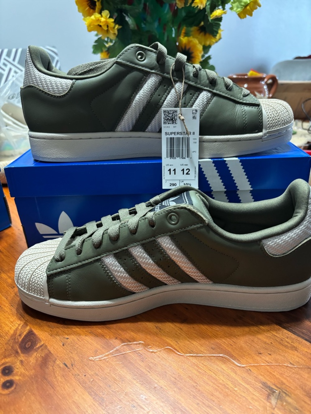 Adidas Superstar Olive & Cream Low-Top Sneakers Unisex NIB